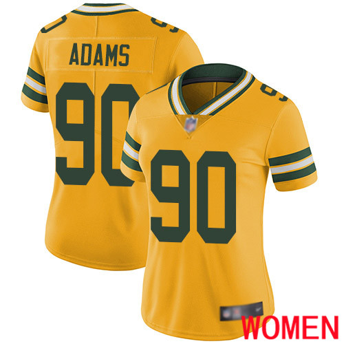 Green Bay Packers Limited Gold Women #90 Adams Montravius Jersey Nike NFL Rush Vapor Untouchable->youth nfl jersey->Youth Jersey